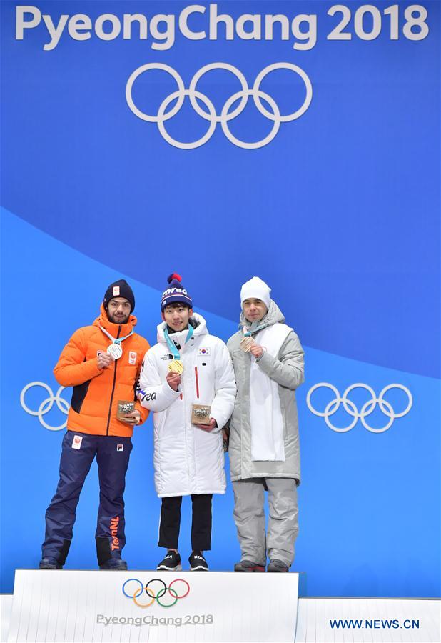 (SP)OLY-SOUTH KOREA-PYEONGCHANG-SHORT TRACK-MEN'S 1500M-MEDAL CEREMONY