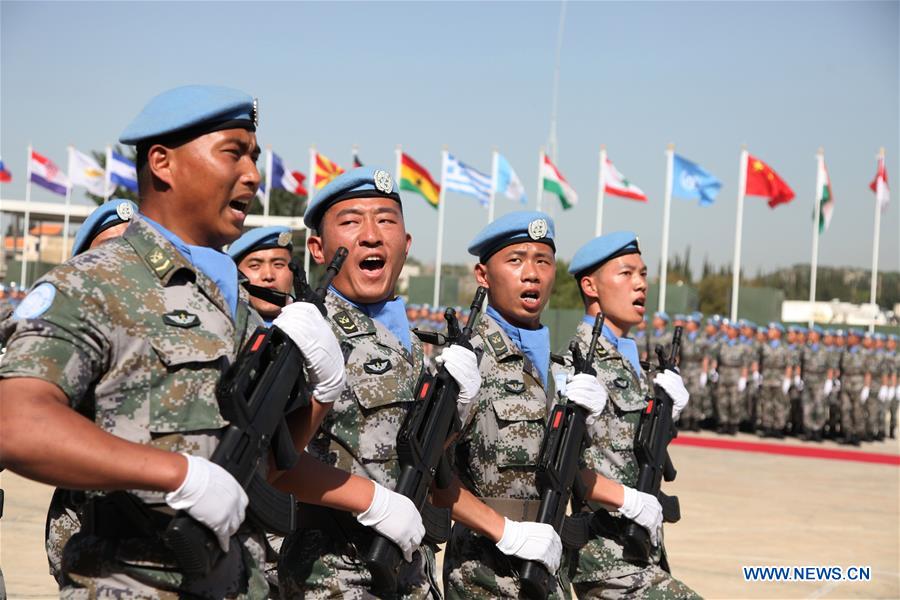 LEBANON-HANNIYAH VILLAGE-CHINESE PEACEKEEPERS-UN PEACE MEDAL OF HONOR-AWARDING