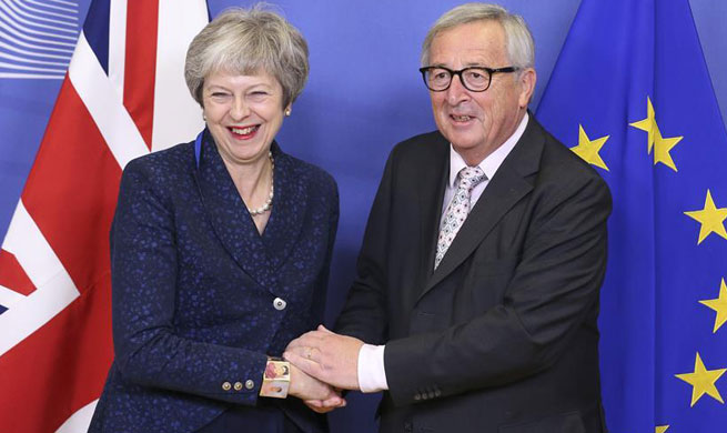 European Commission president meets with Theresa May in Brussels, Belgium