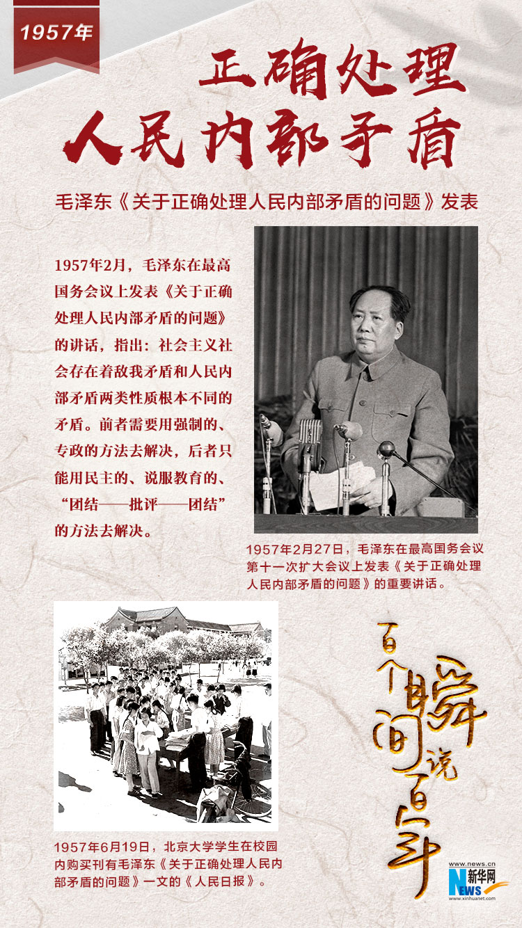 1957，正确处理人民内部矛盾